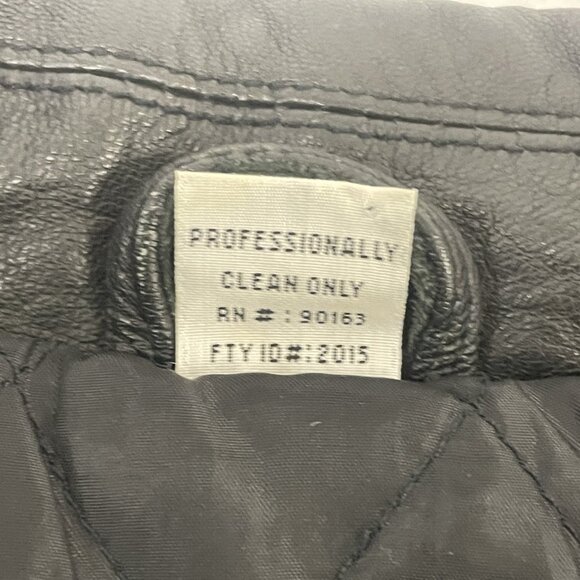 Vintage Mens Motorcycle Biker Leather Jacket cafe Size L Black Full Zip 90s - Picture 4 of 7